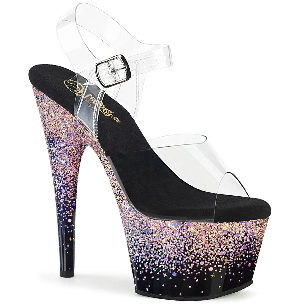 ADORE-708SS Clear/Black-Dusty Blush Multi Glitter