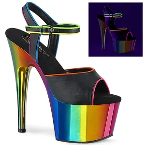 ADORE-709RC-02 Black Faux Leather/Rainbow Chrome
