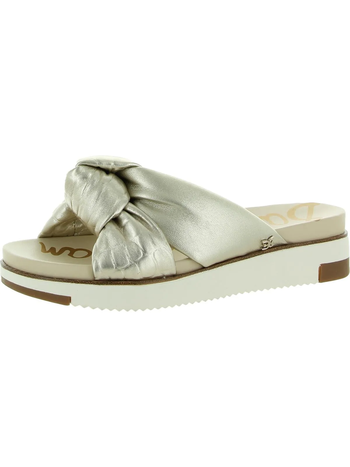 Agatha Womens Leather Animal Print Flatform Sandals
