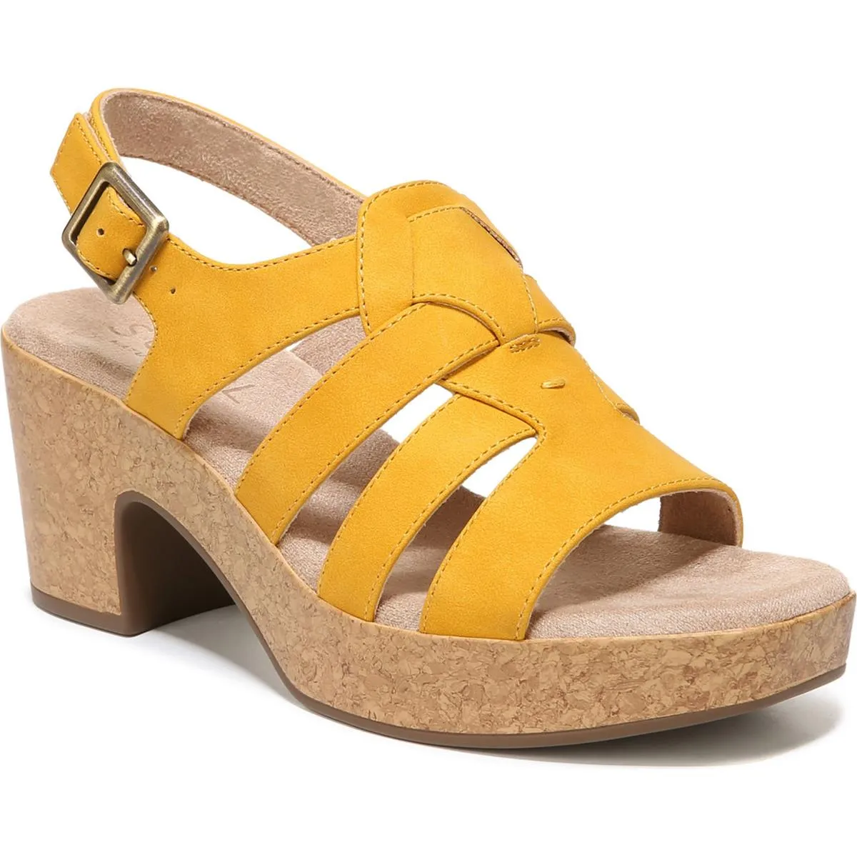 Aki Womens Faux Leather Peep-Toe Platform Sandals