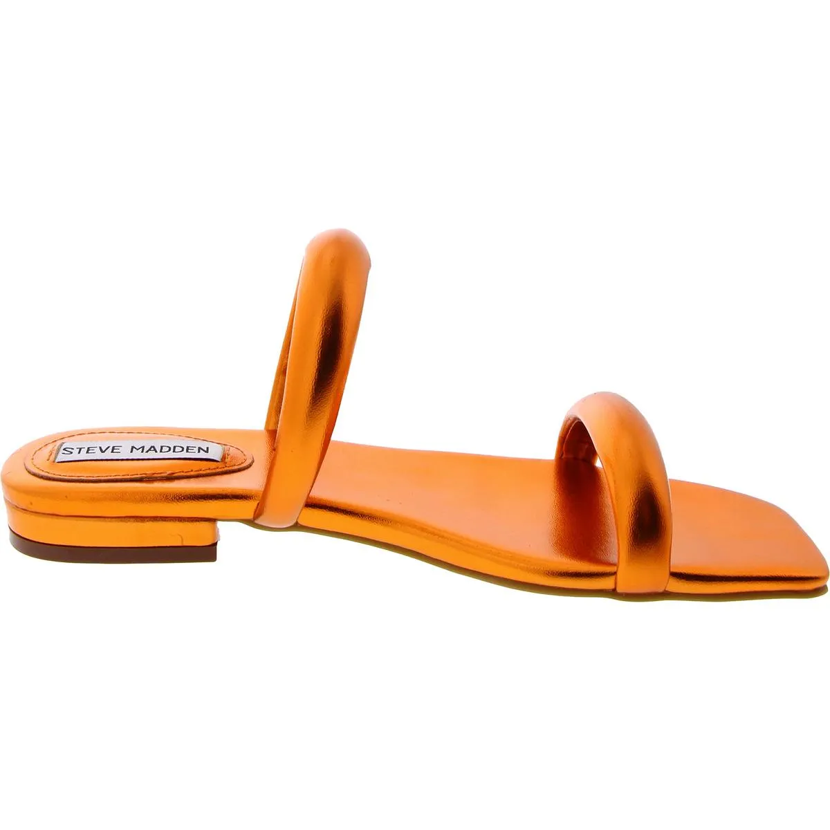 Alexander Womens Faux Leather Metallic Slide Sandals
