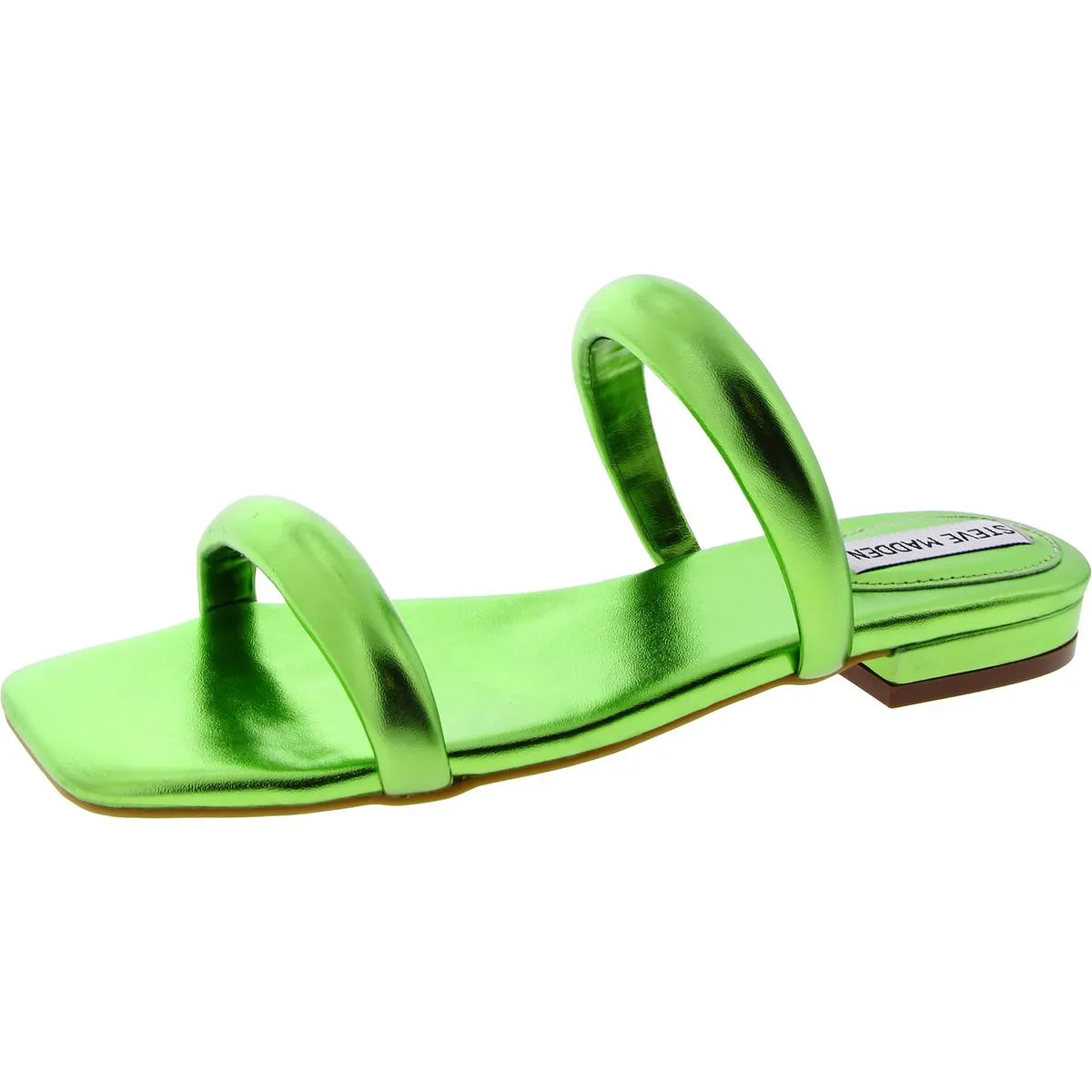 Alexander Womens Faux Leather Metallic Slide Sandals