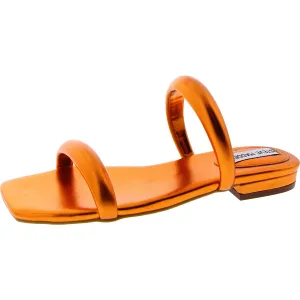 Alexander Womens Faux Leather Metallic Slide Sandals