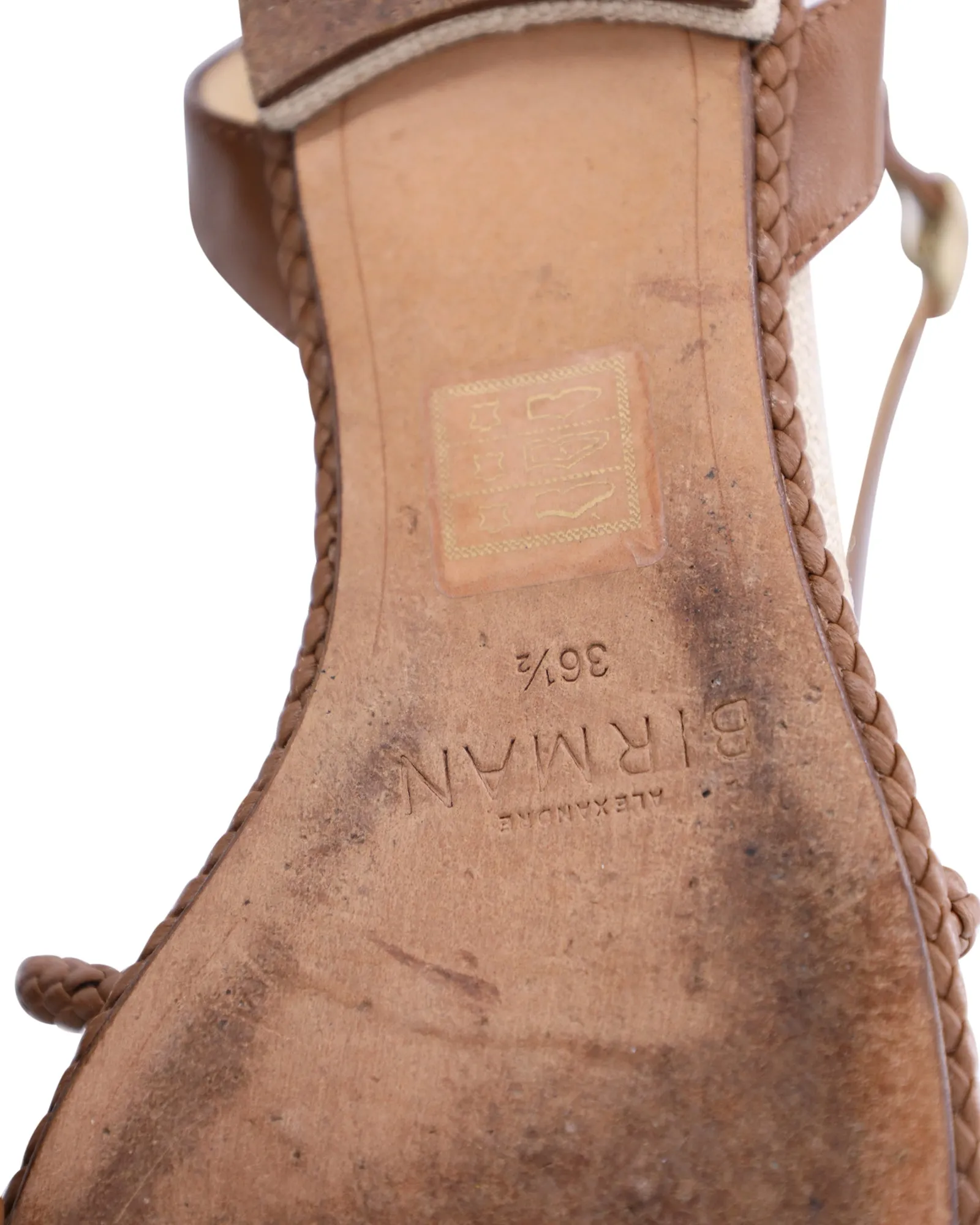 Alexandre Birman Braided Flat Sandals in Brown Calfskin Leather