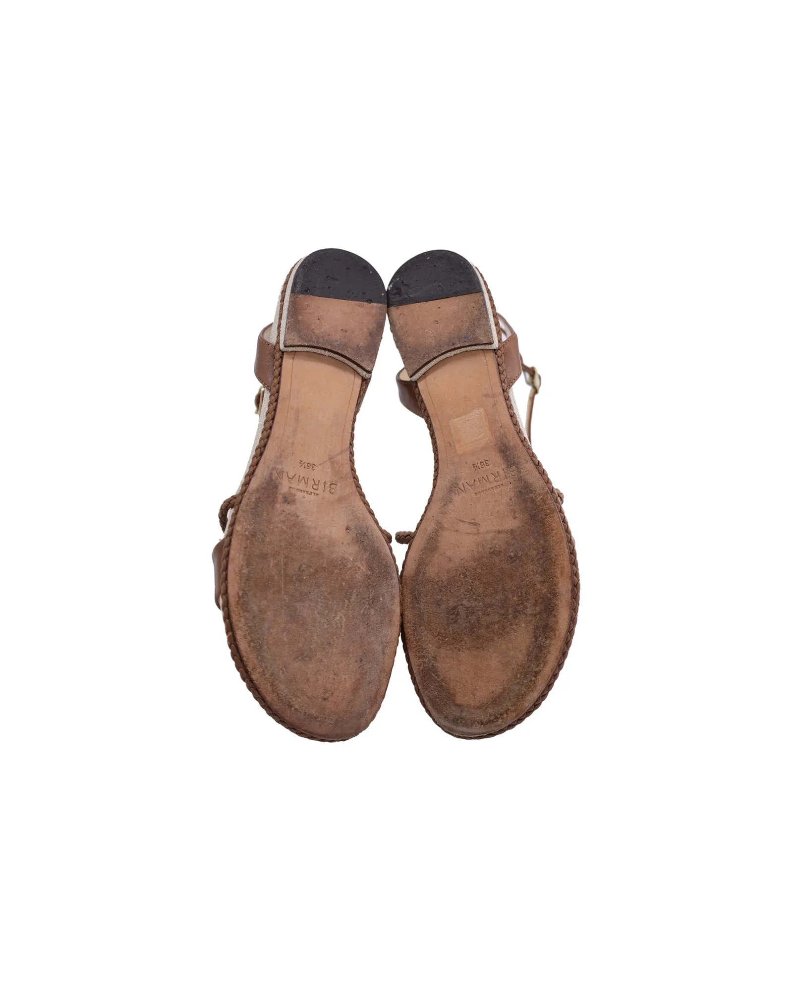 Alexandre Birman Braided Flat Sandals in Brown Calfskin Leather