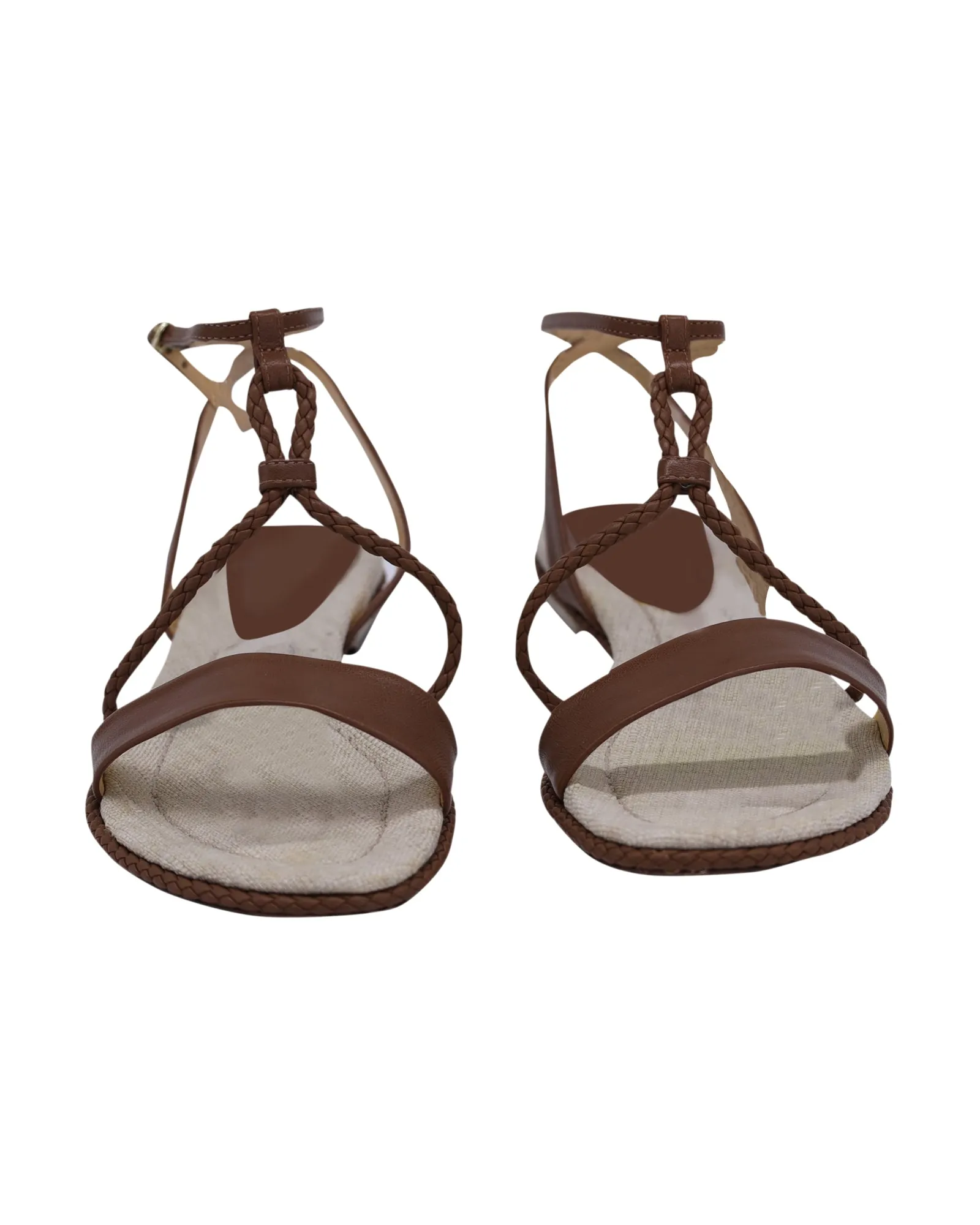 Alexandre Birman Braided Flat Sandals in Brown Calfskin Leather