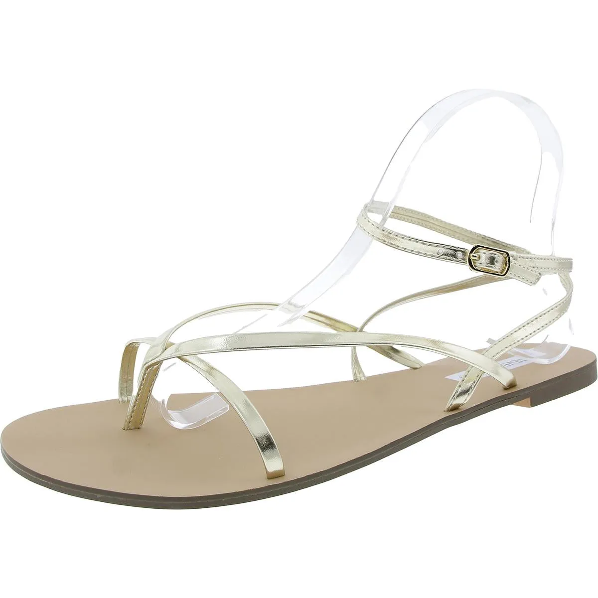 Amuse Womens Buckle Faux Leather Thong Sandals