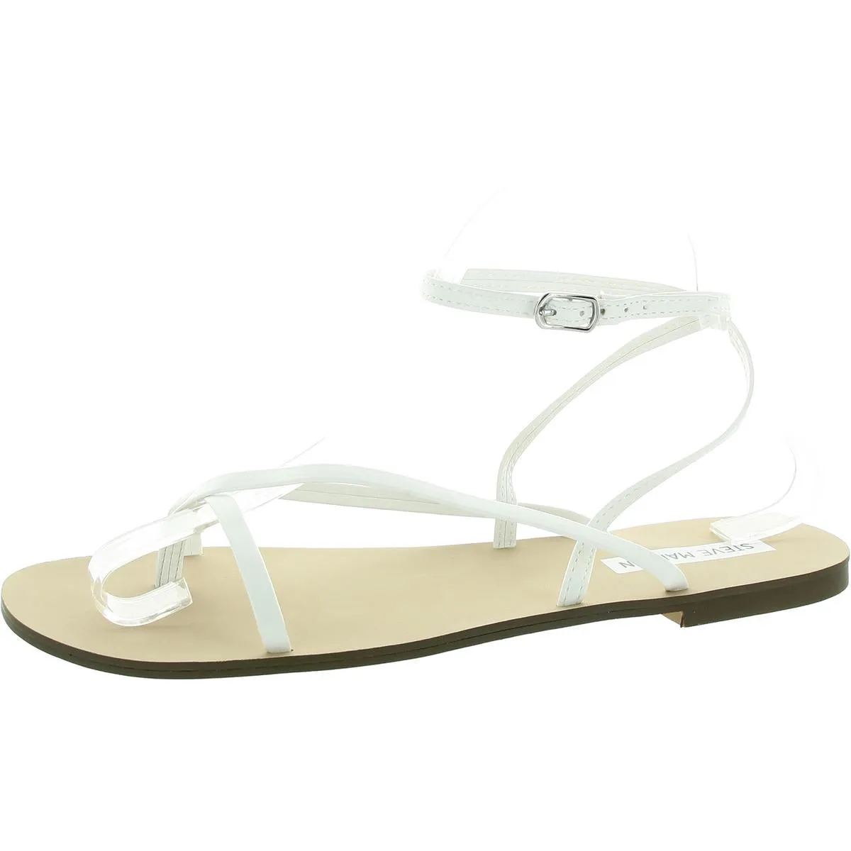 Amuse Womens Buckle Faux Leather Thong Sandals