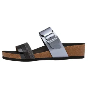 Ara Bonnie Black/Leo/Anthracite Cork Wedge Slide Sandal (Women's)