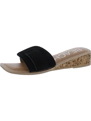 Baja Womens Leather Slip-On Wedge Sandals