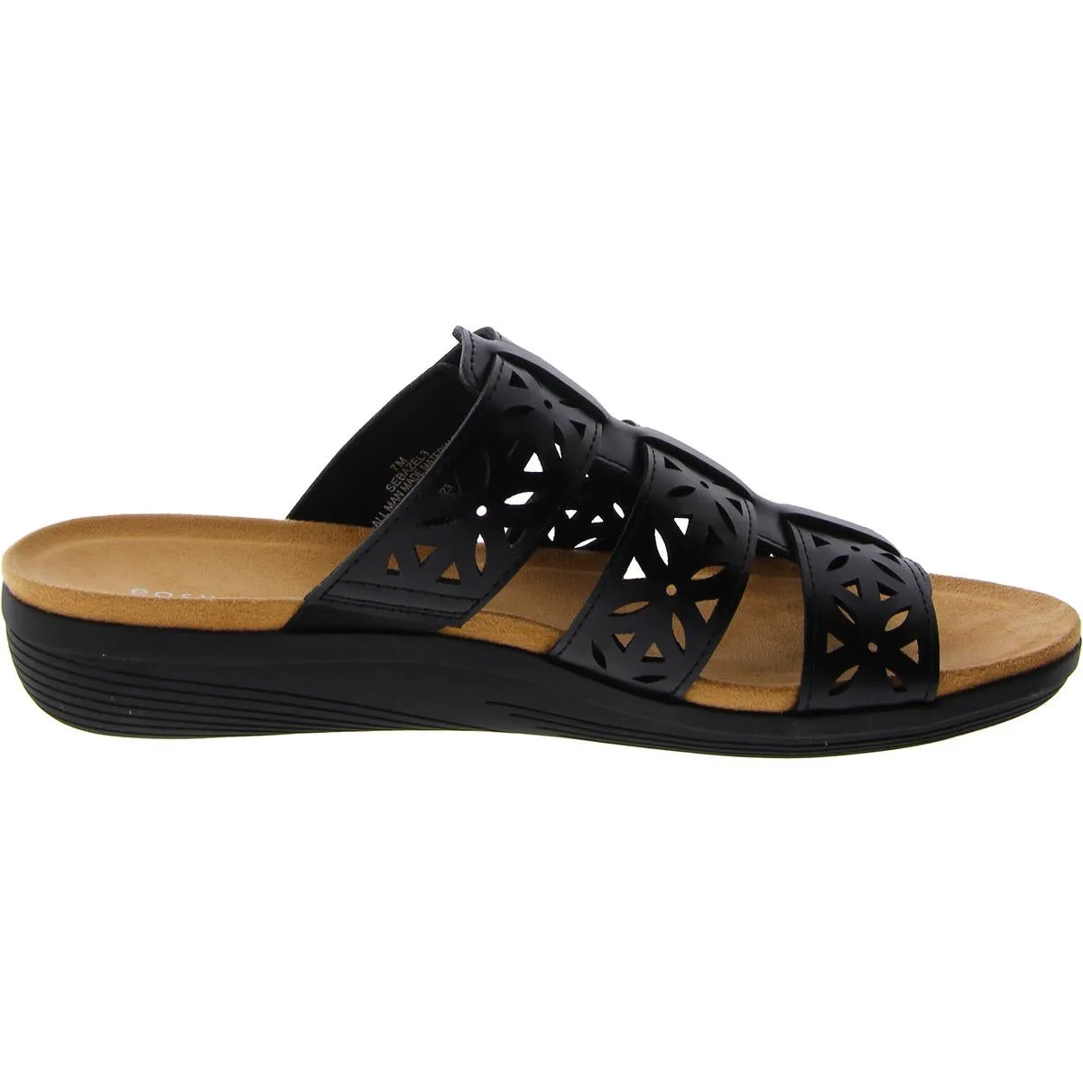 Bazel 3 Womens Faux Leather Slip On Slide Sandals