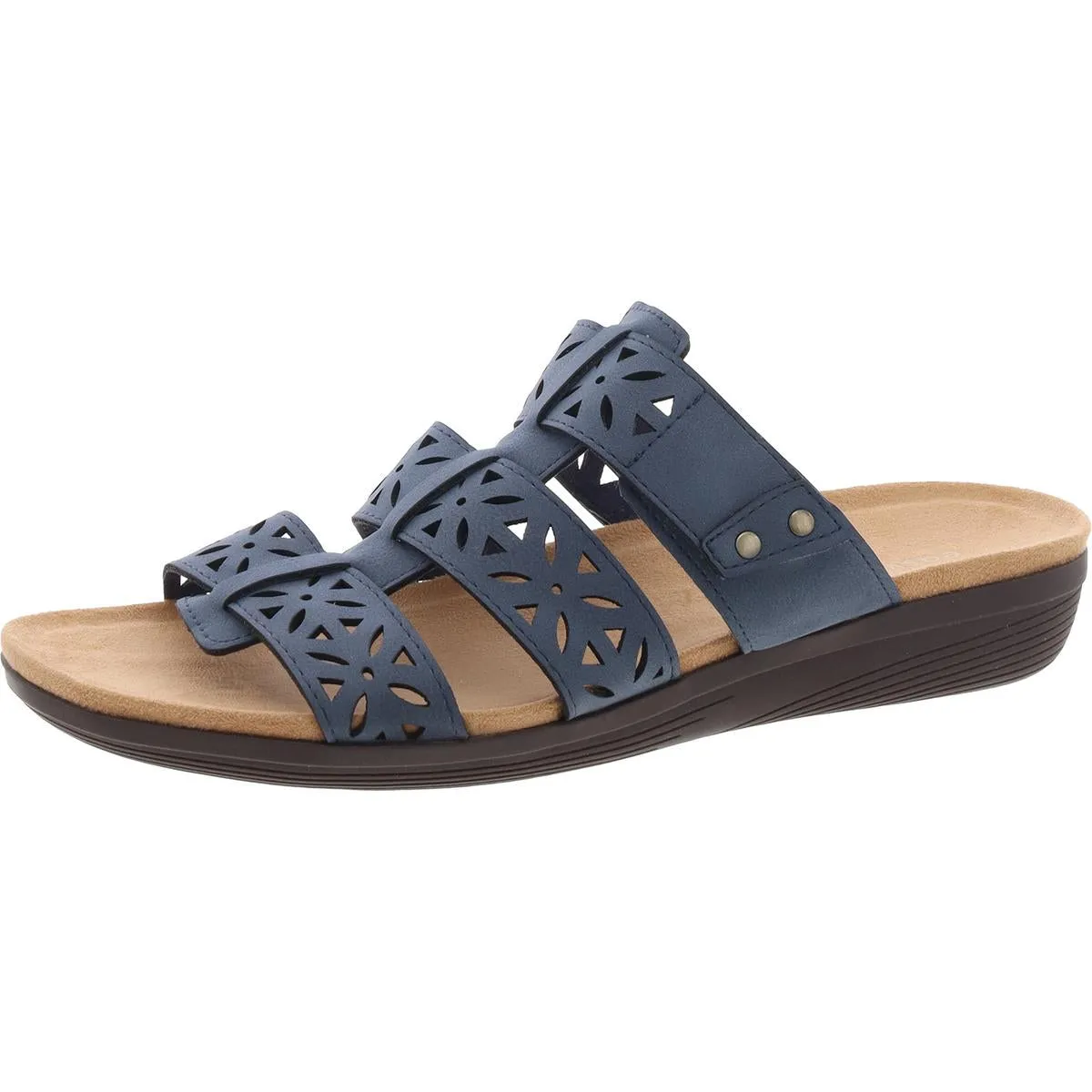 Bazel 3 Womens Faux Leather Slip On Slide Sandals