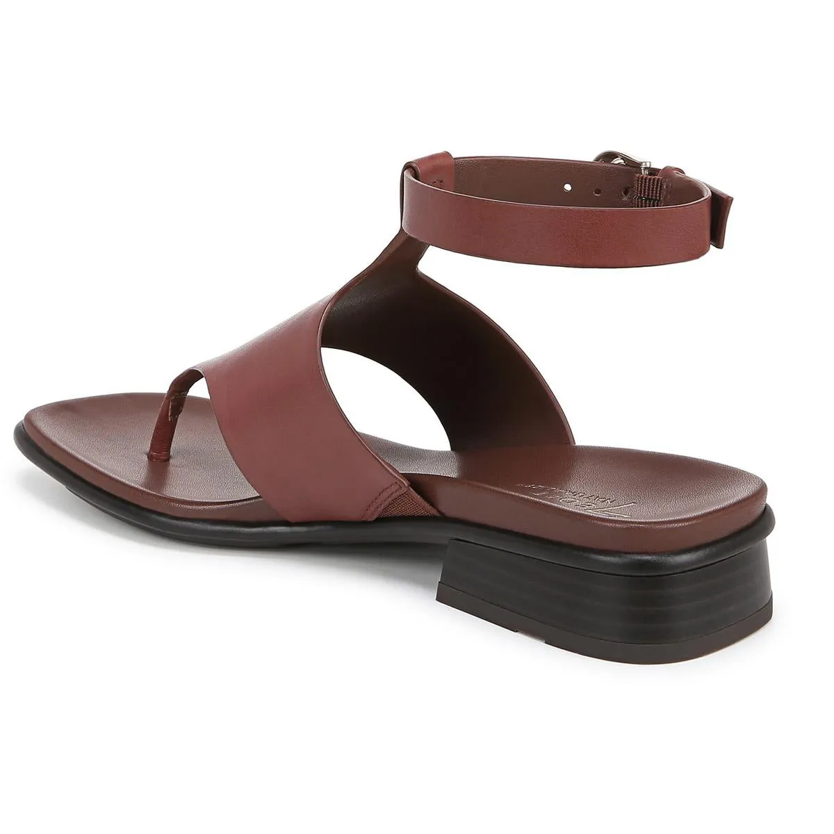 Beck Womens Leather Thong Block Heel