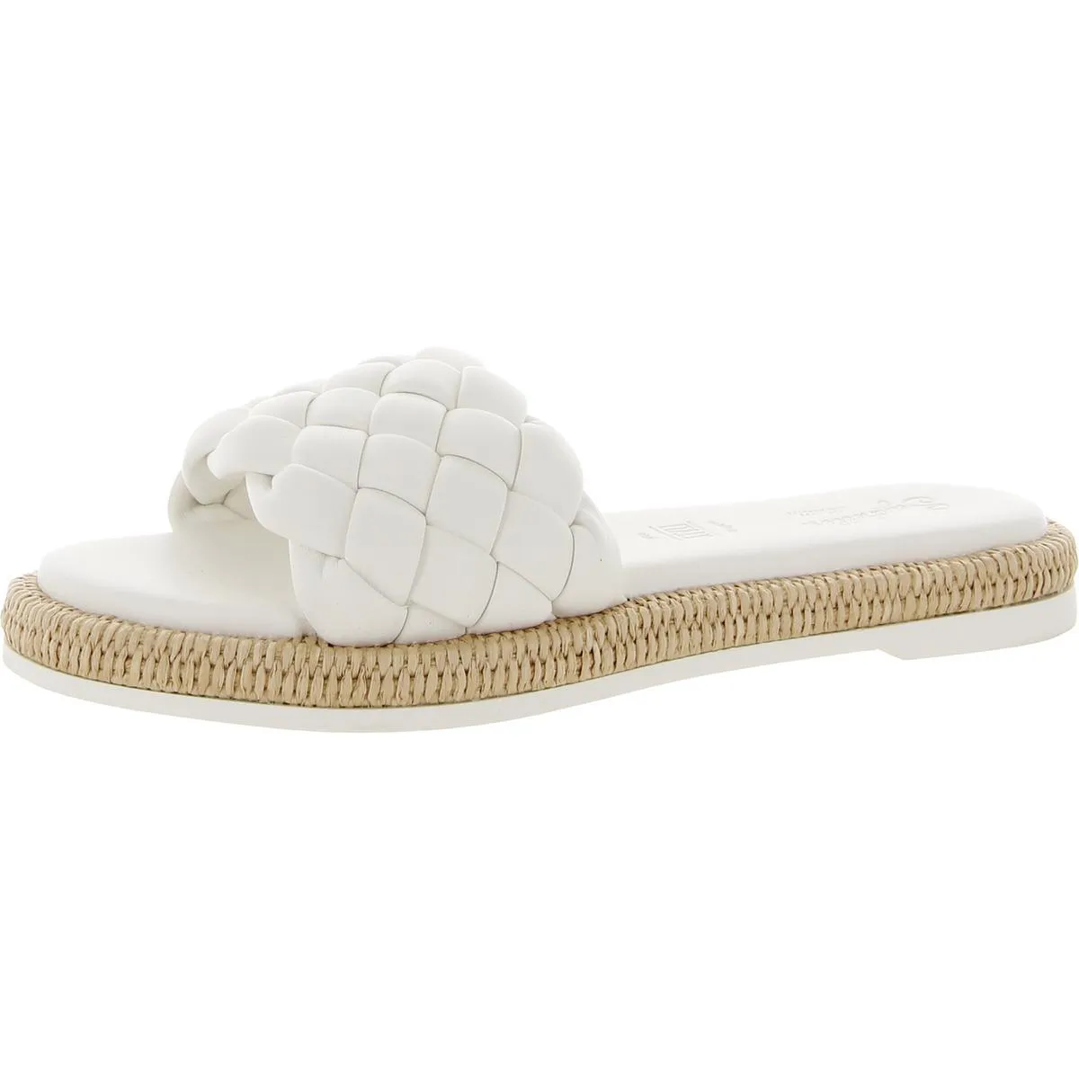 Bellissima Womens Faux Leather Woven Slide Sandals