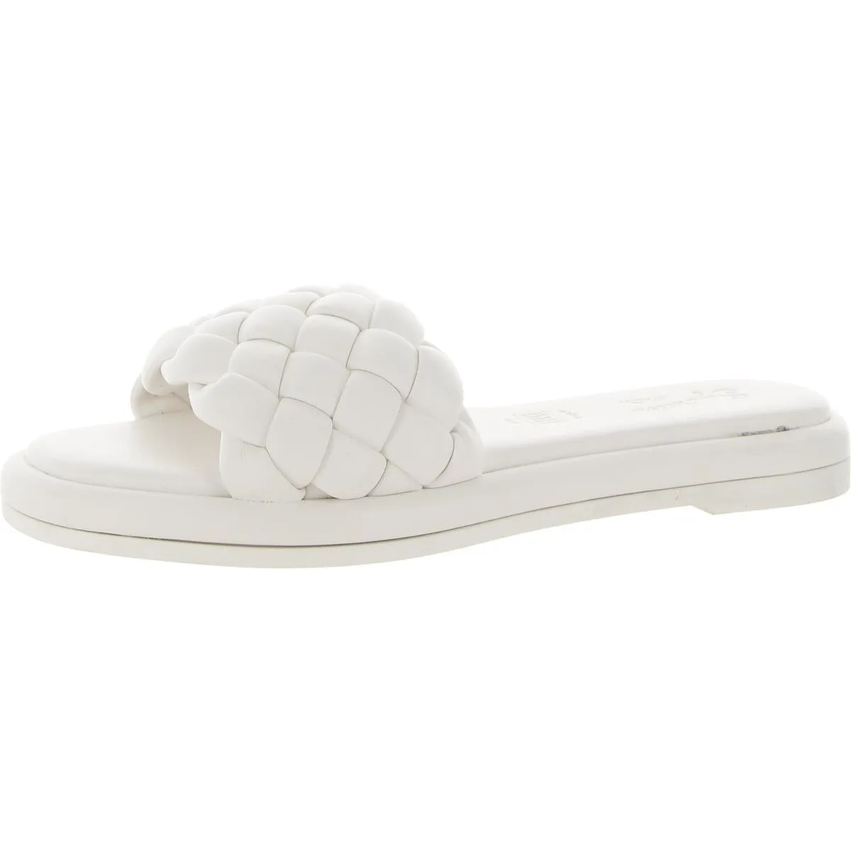 Bellissima Womens Faux Leather Woven Slide Sandals