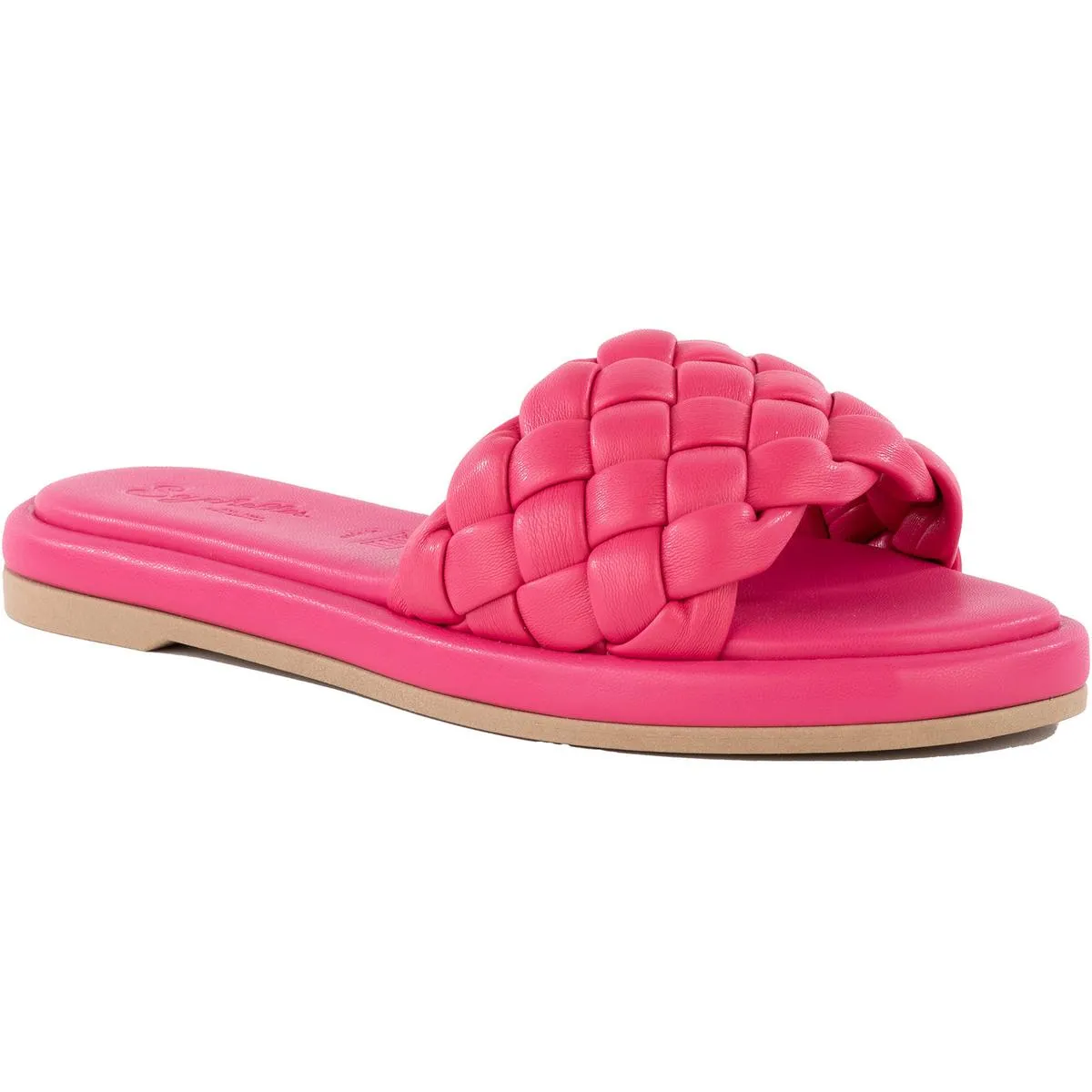 Bellissima Womens Faux Leather Woven Slide Sandals