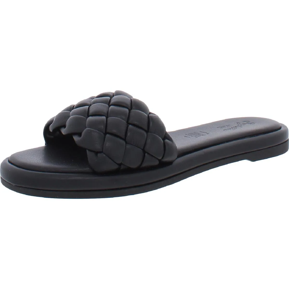 Bellissima Womens Faux Leather Woven Slide Sandals