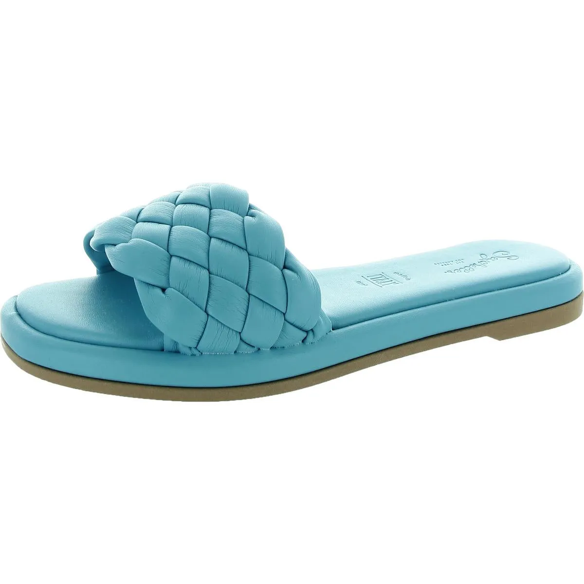 Bellissima Womens Faux Leather Woven Slide Sandals