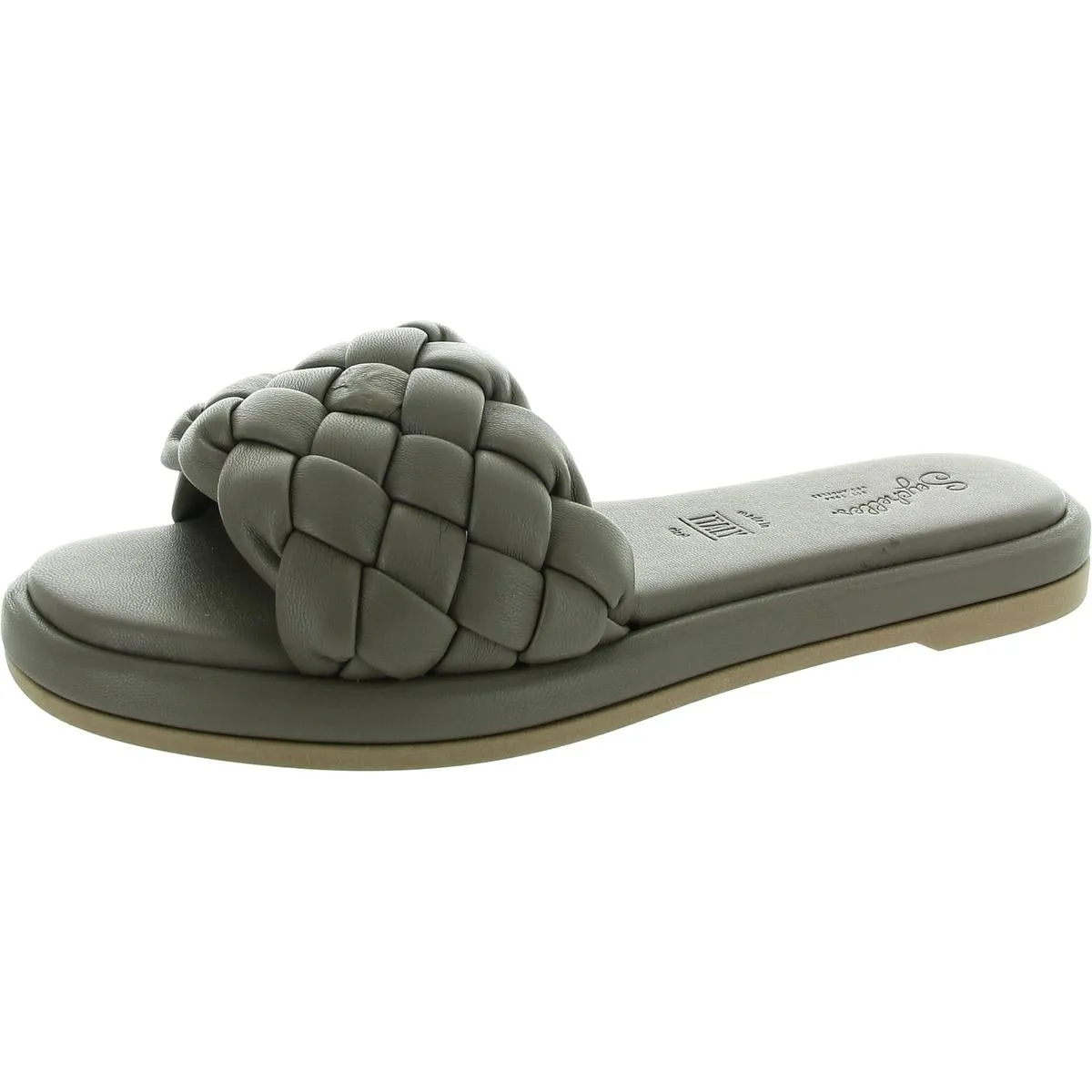 Bellissima Womens Faux Leather Woven Slide Sandals