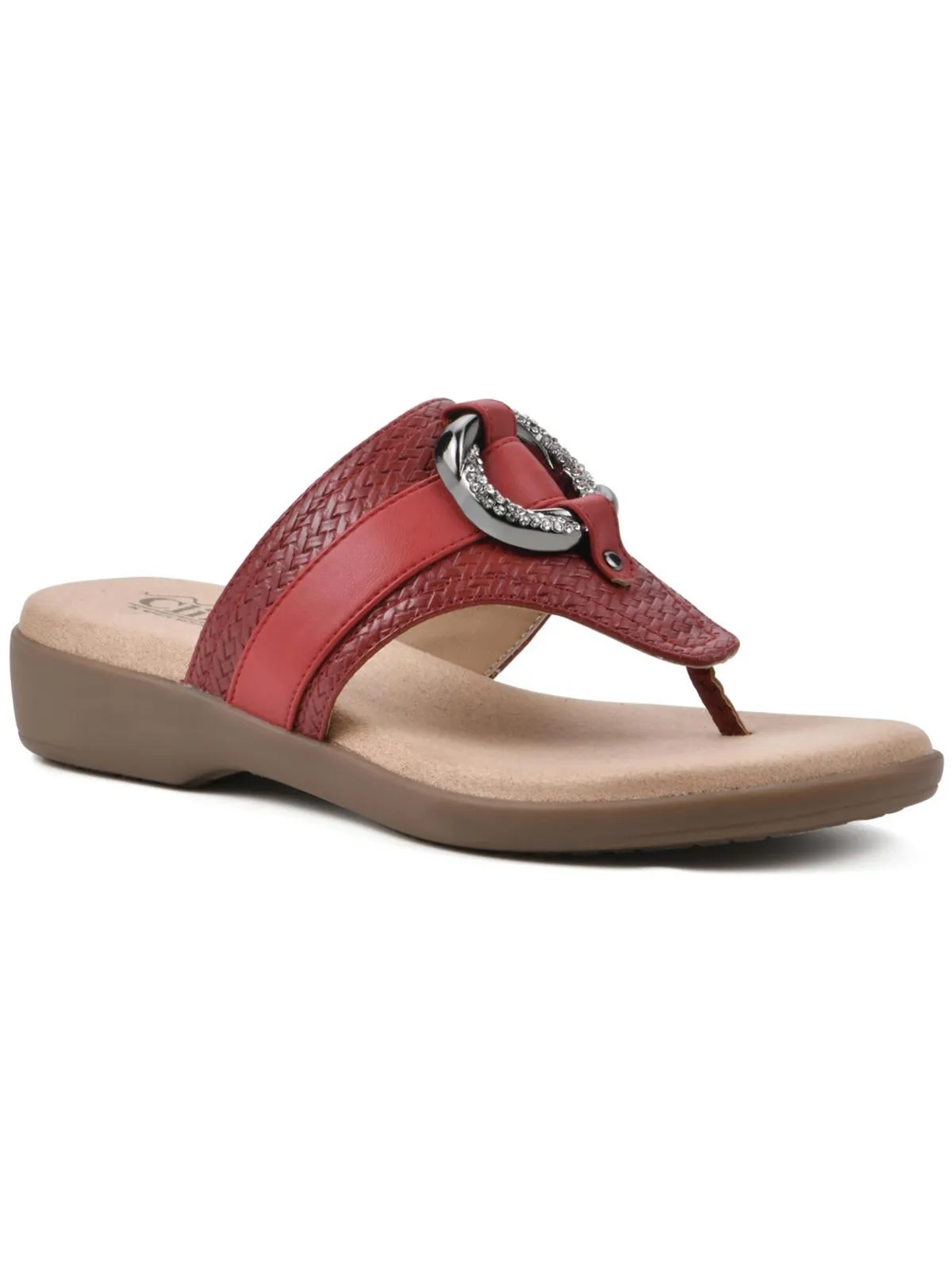 Benedict Womens Faux Leather Thong Sandals
