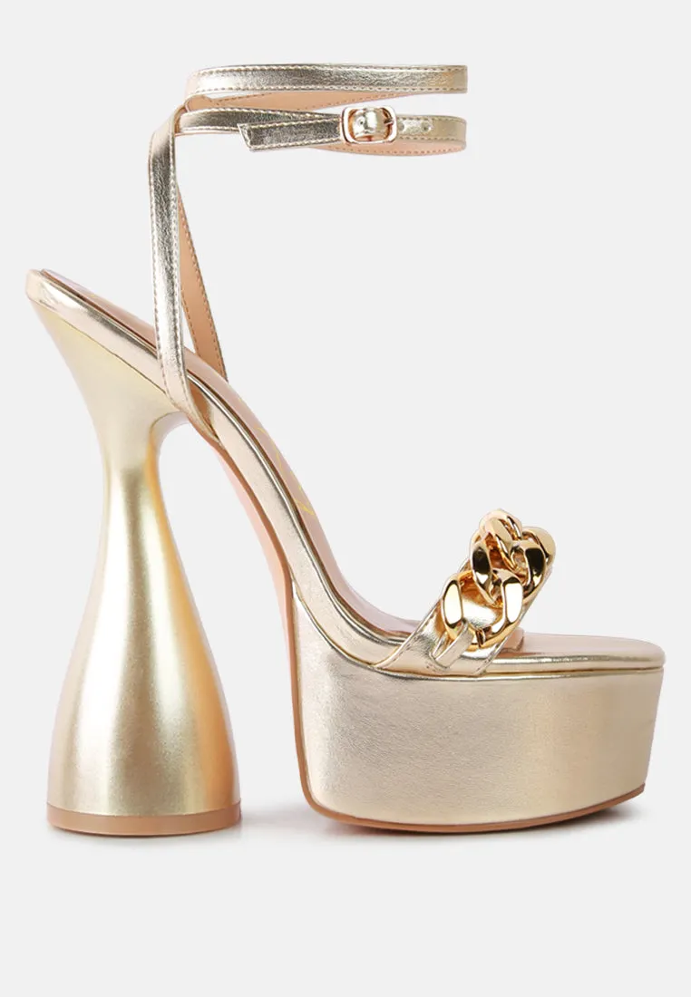 big bash metallic high platform chunky sandals