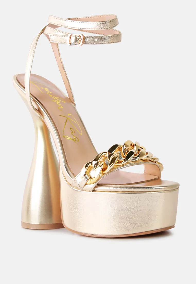 big bash metallic high platform chunky sandals