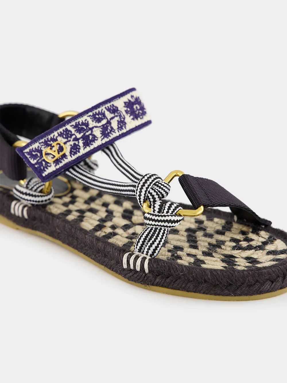 Black Lake Powell Sandal with Grape Embroidery