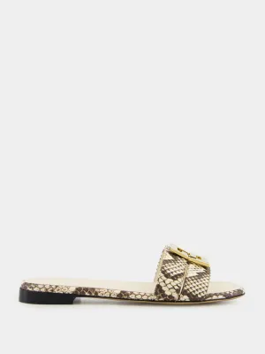 Brown Eel Leather Flat Sandals