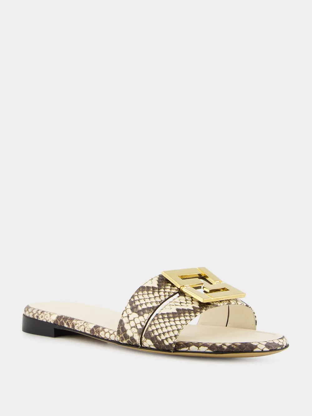 Brown Eel Leather Flat Sandals