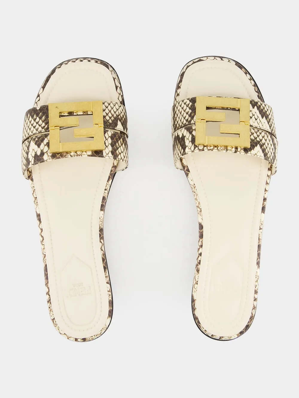 Brown Eel Leather Flat Sandals