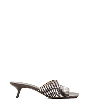 Brown Rounded Open-Toed Mules
