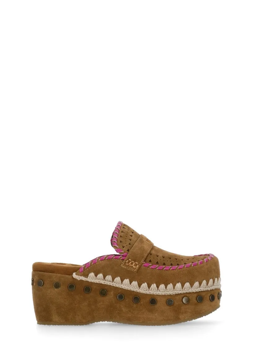 Brown Suede Leather Sabot