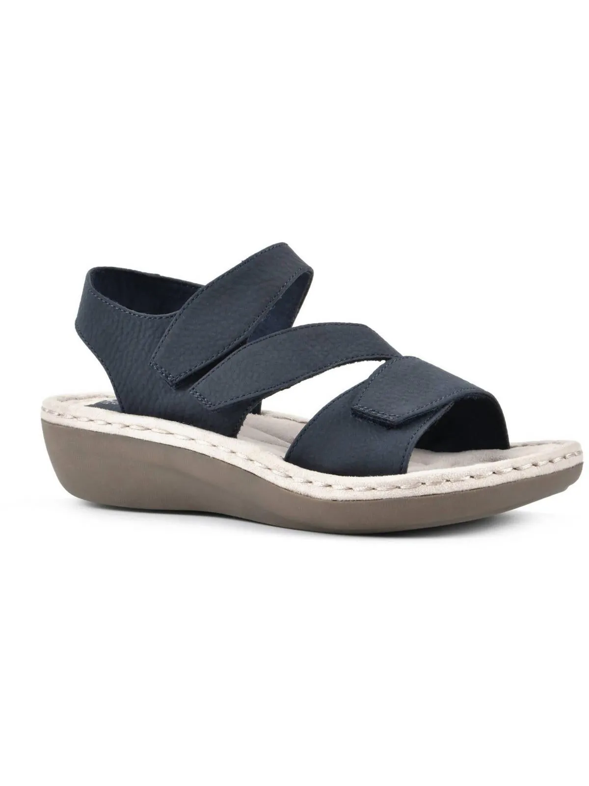 Calibre Womens Faux Leather Open Toe Flat Sandals
