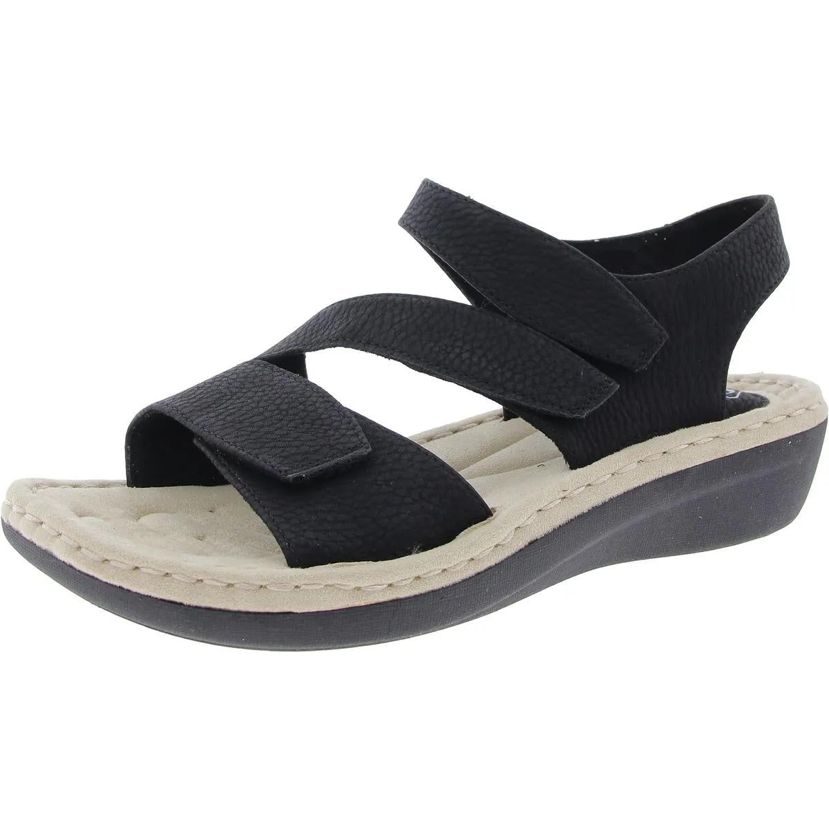 Calibre Womens Faux Leather Open Toe Flat Sandals