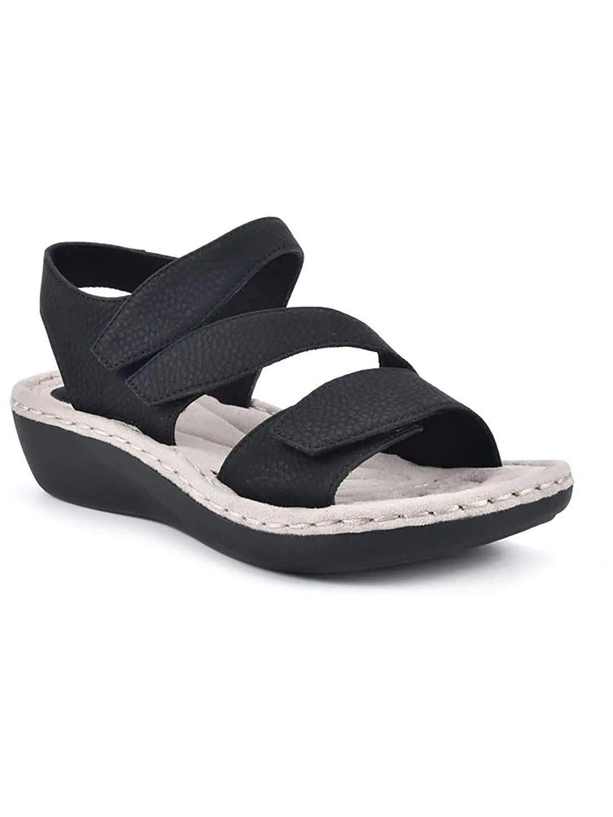 Calibre Womens Faux Leather Open Toe Flat Sandals