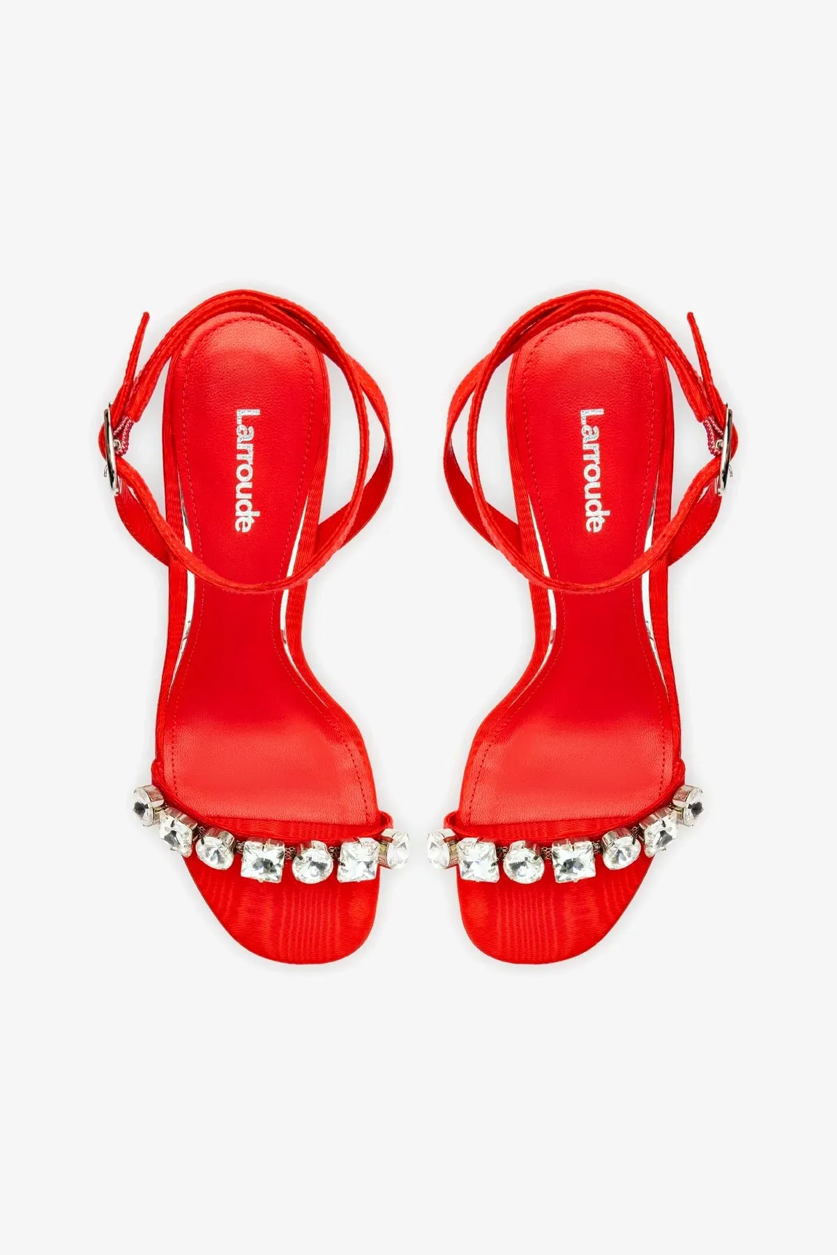 Calypso Sandal In Red Fabric and Crystals
