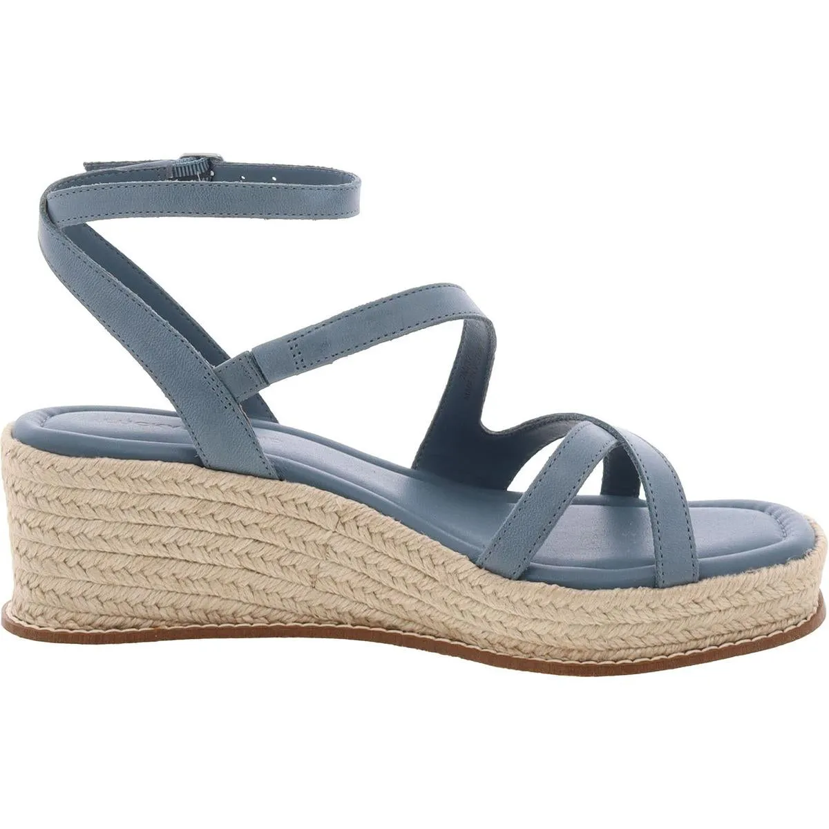 Carolie Womens Leather Strappy Wedge Sandals