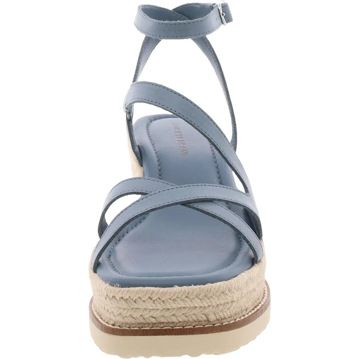 Carolie Womens Leather Strappy Wedge Sandals