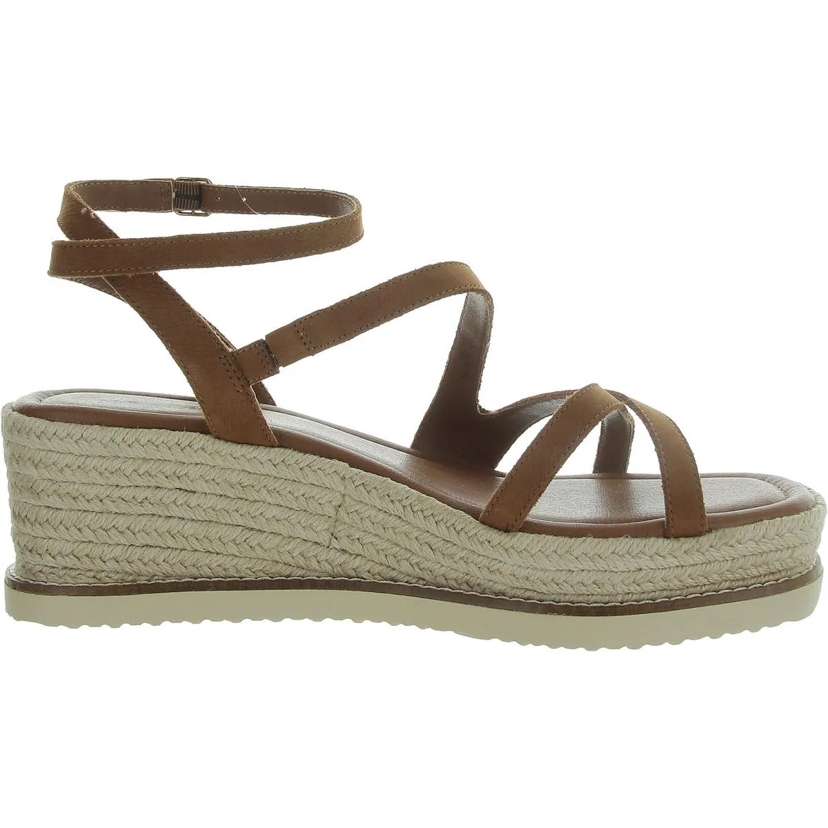 Carolie Womens Leather Strappy Wedge Sandals
