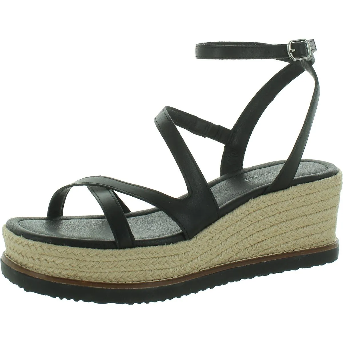 Carolie Womens Leather Strappy Wedge Sandals