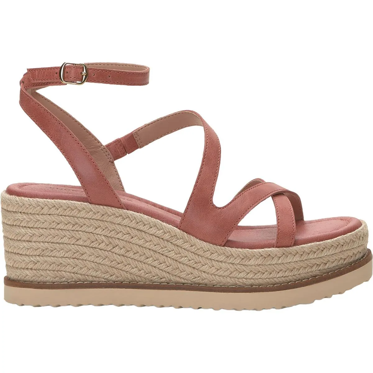 Carolie Womens Leather Strappy Wedge Sandals