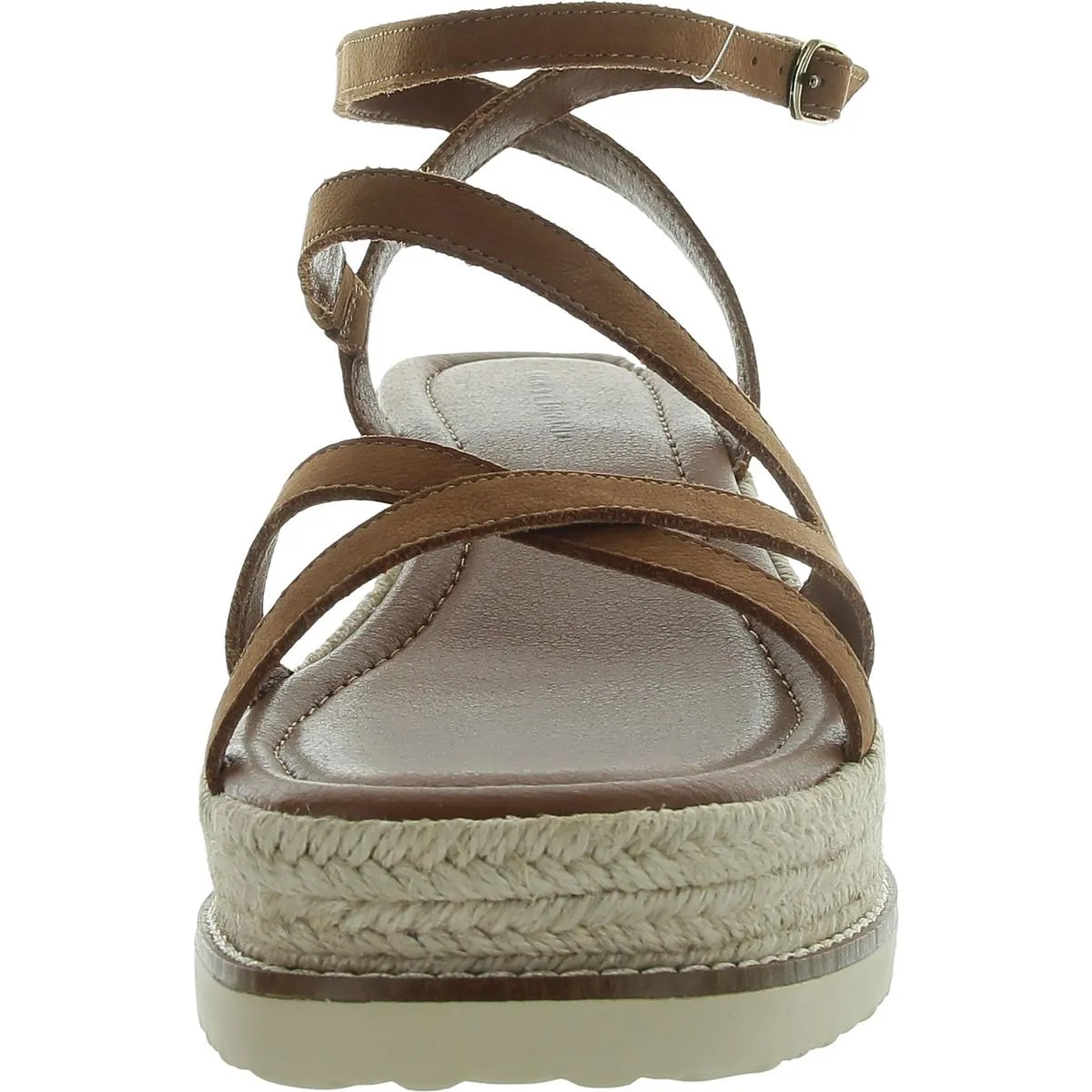 Carolie Womens Leather Strappy Wedge Sandals