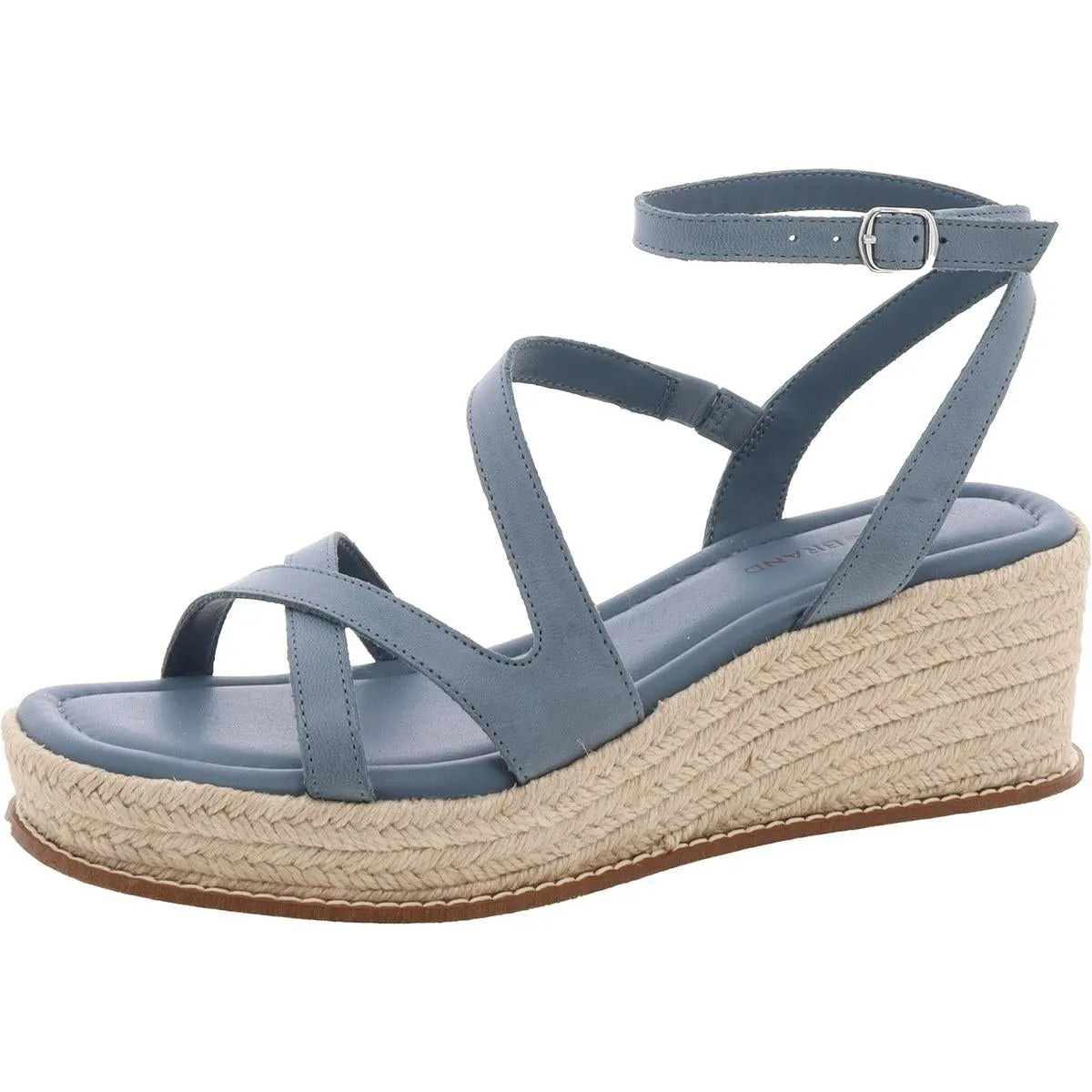 Carolie Womens Leather Strappy Wedge Sandals