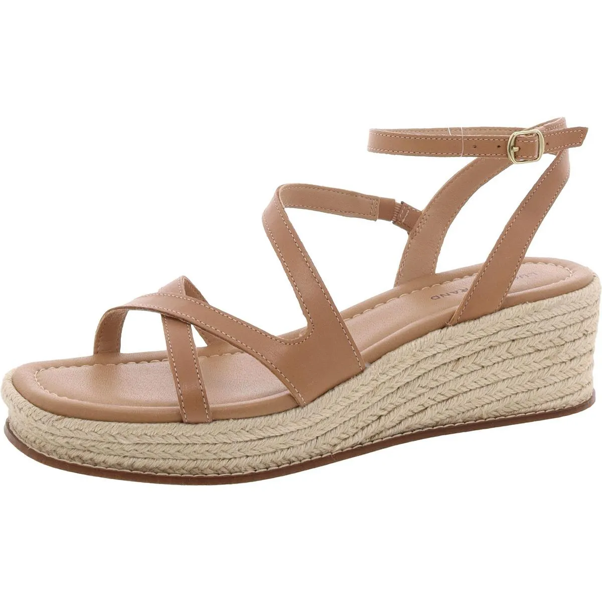 Carolie Womens Leather Strappy Wedge Sandals
