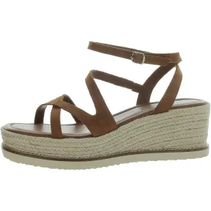 Carolie Womens Leather Strappy Wedge Sandals