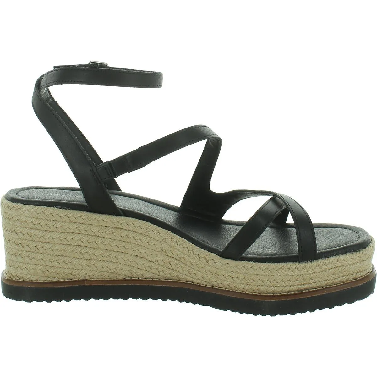 Carolie Womens Leather Strappy Wedge Sandals