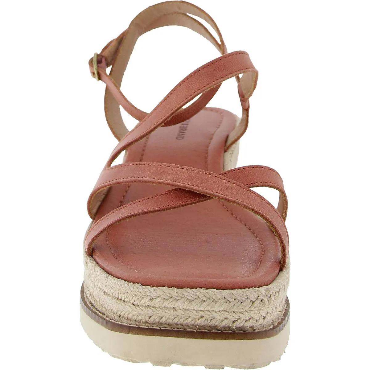 Carolie Womens Leather Strappy Wedge Sandals
