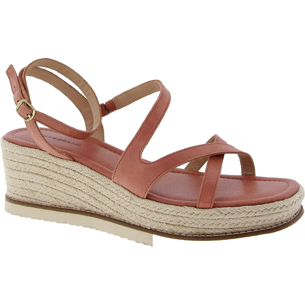Carolie Womens Leather Strappy Wedge Sandals