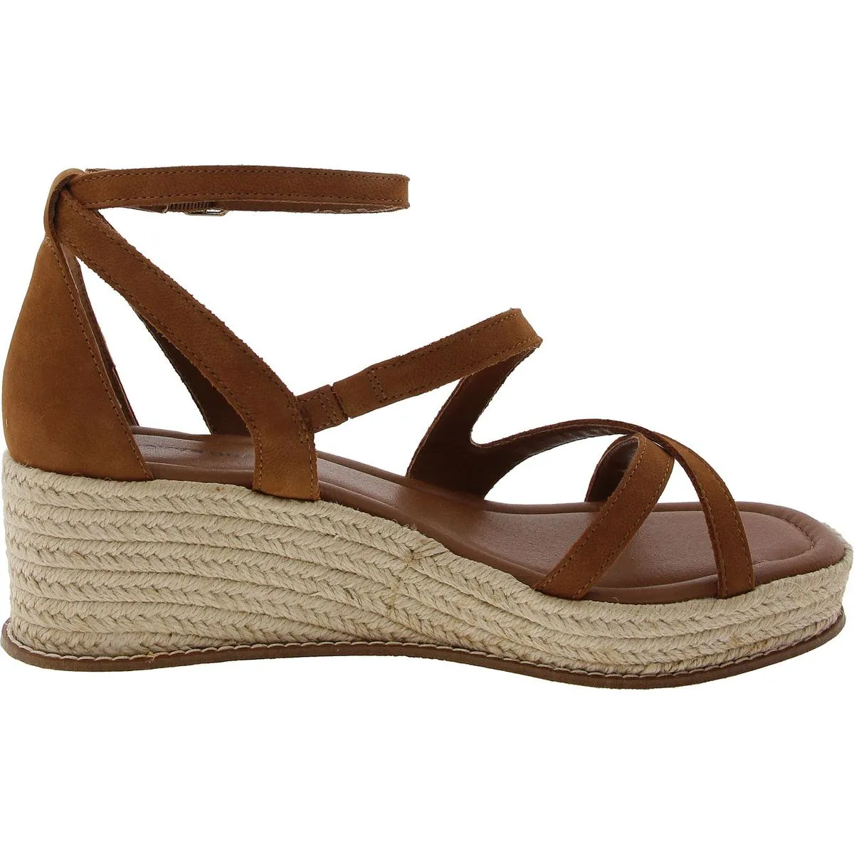 Carolina Womens Solid Faux Leather Wedge Sandals