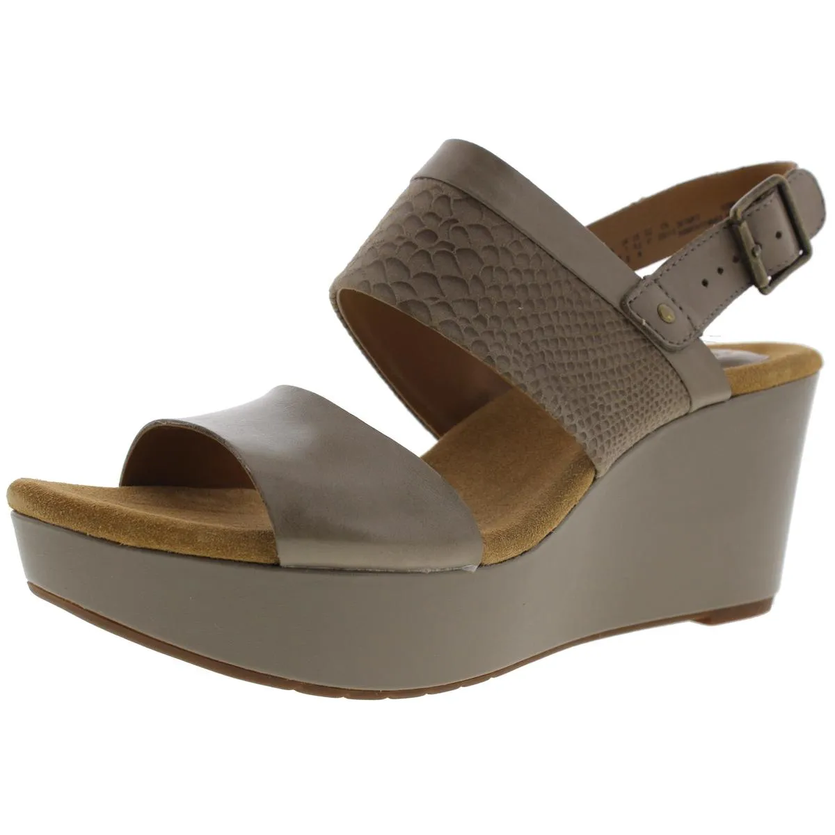 Caslynn Womens Leather Snake Print Wedge Sandals